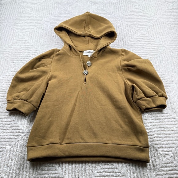 ba&sh Tops - ba&sh Hoodie Women's M NWT Camel Puff Sleeve Embellished Hoodie Sweatshirt Chic